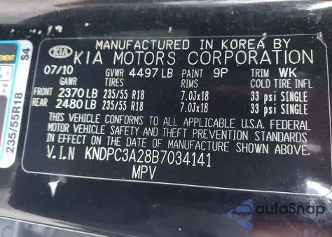 2011 Kia Sportage Ex from USA, damaged, VIN KNDPC3A28B7034141